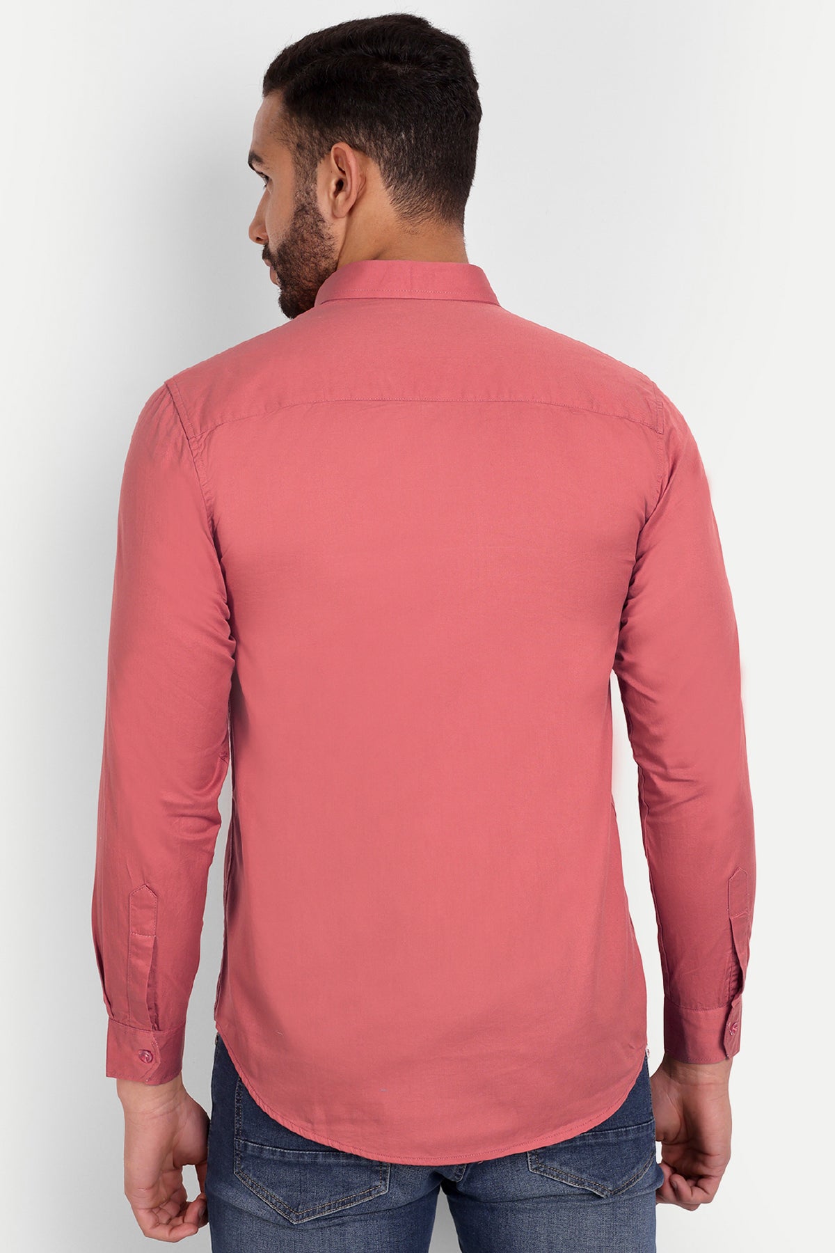 Men Slim Fit Salmon Pink Shirt