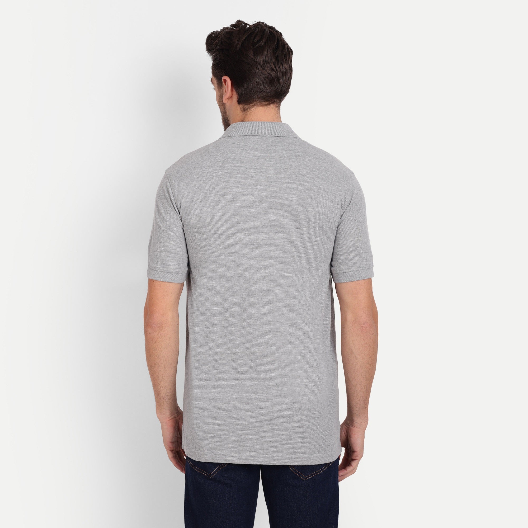 Men's Solid Light Grey Polo Neck T-Shirt