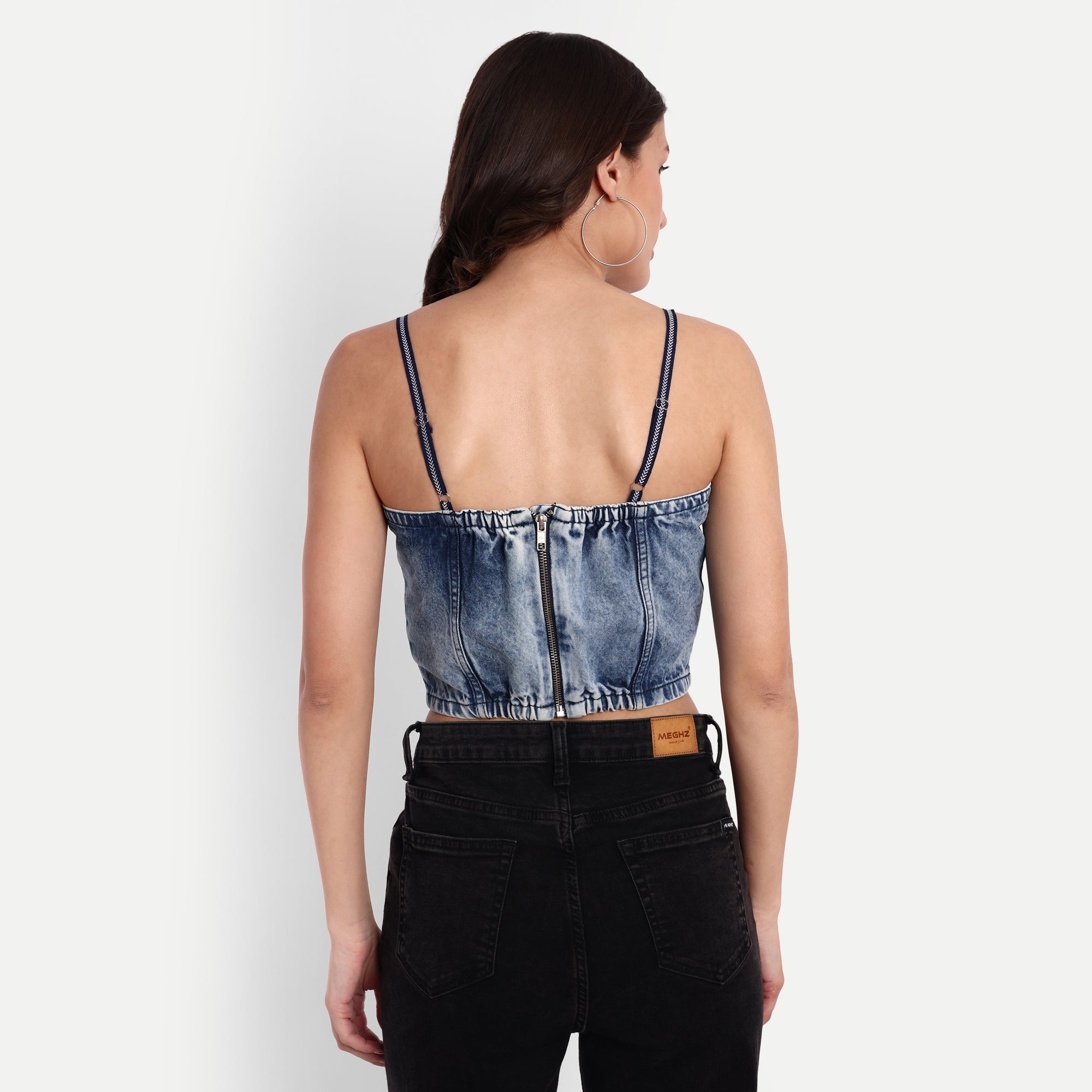 Women's Blue Denim Crop Top