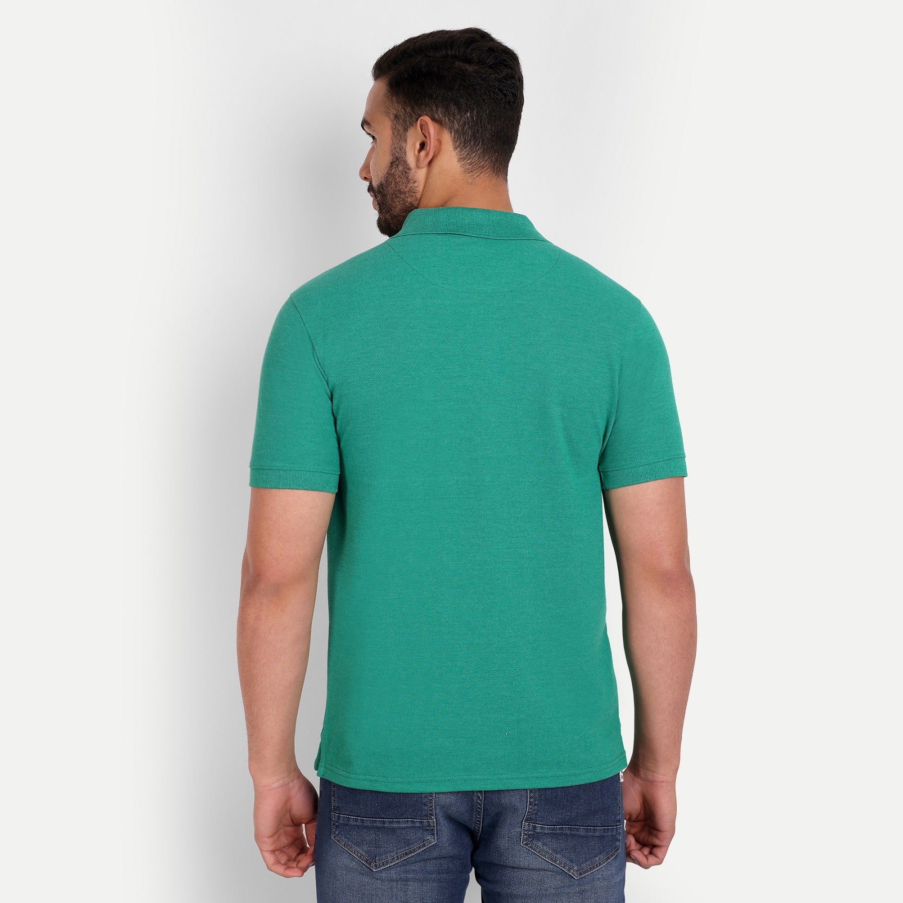 Men's Solid Green Polo Neck T-Shirt