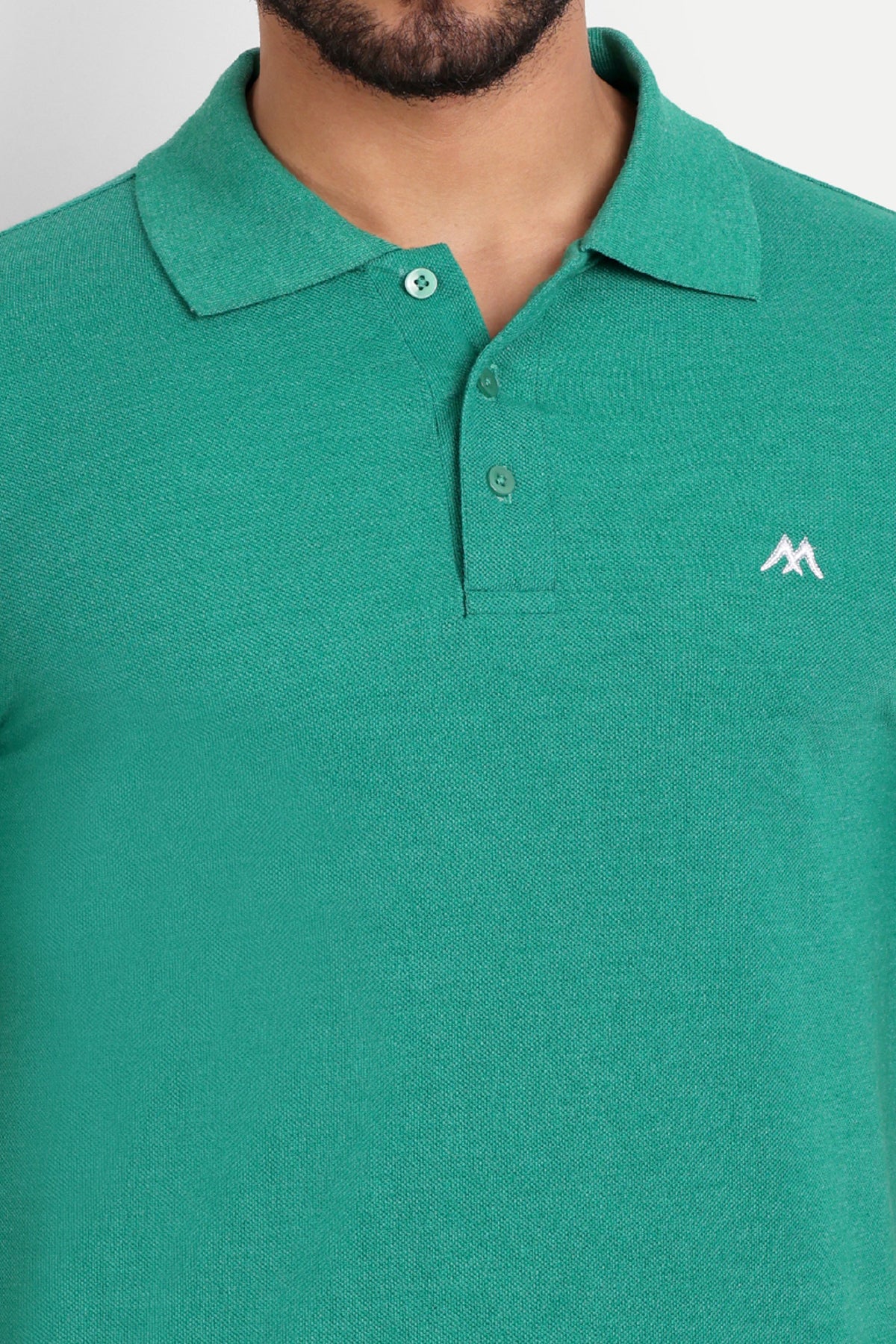 Solid Men Polo Neck Mid Green T-Shirt