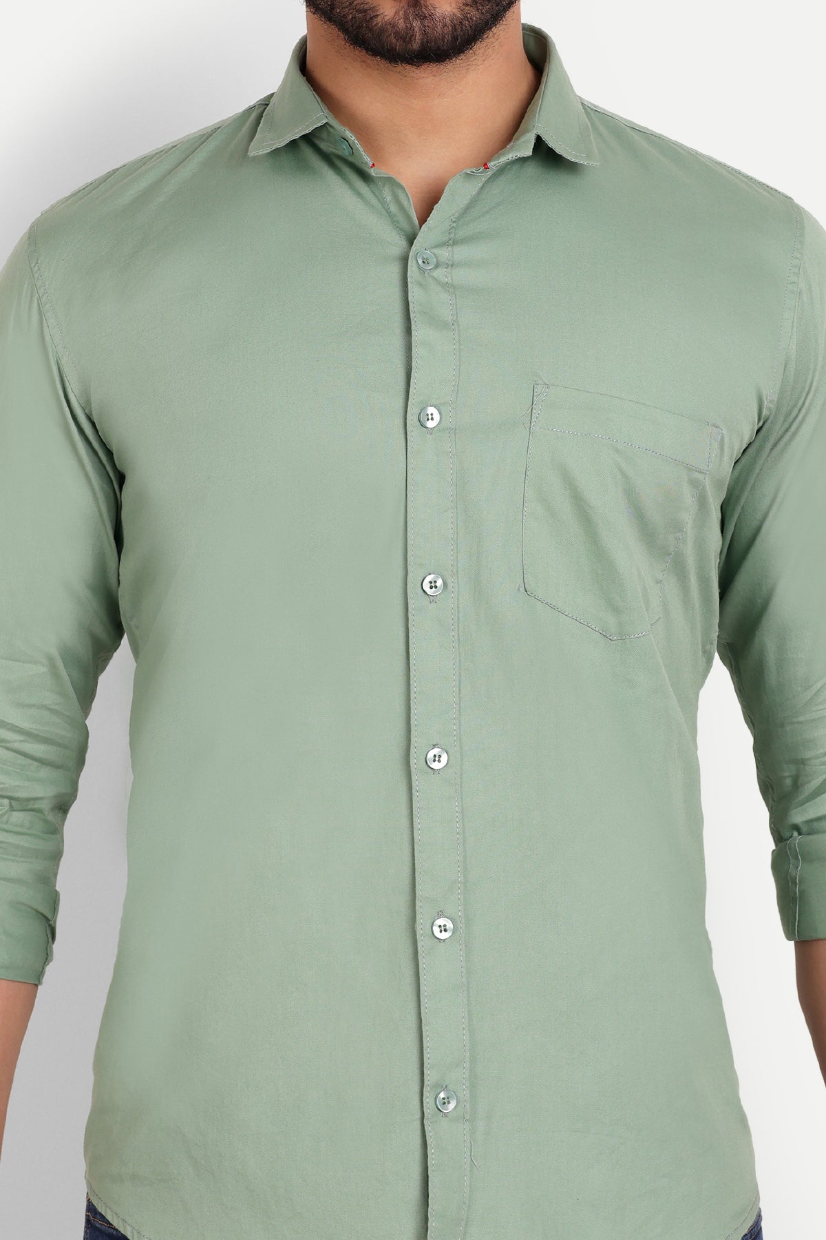 Men Slim Fit Sage Green Shirt