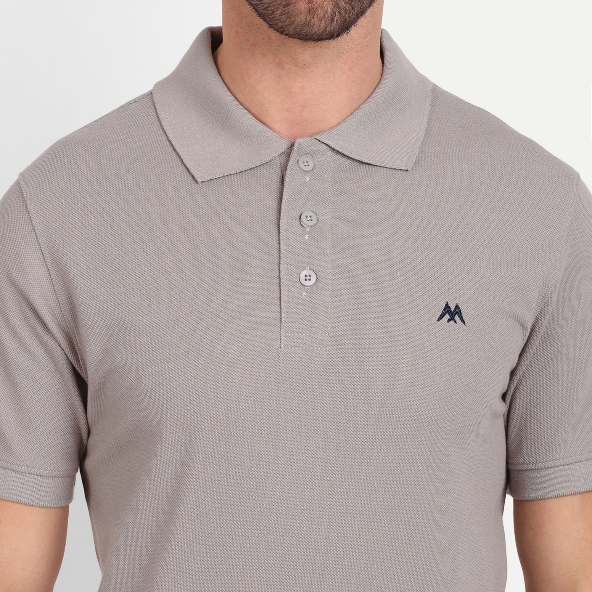 Men's Solid Grey Polo Neck T-Shirt