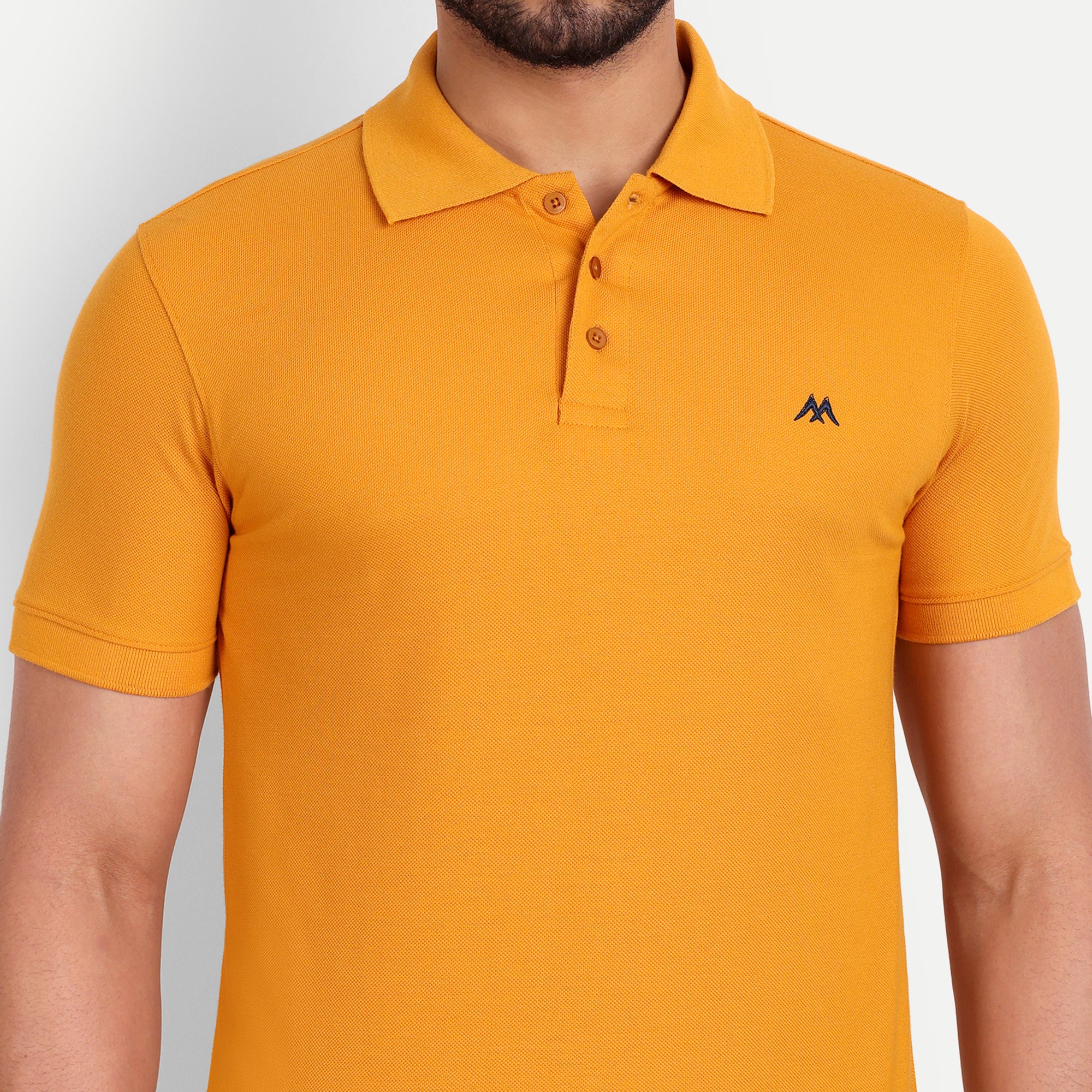 Men's Solid Mustard Yellow Polo Neck T-Shirt