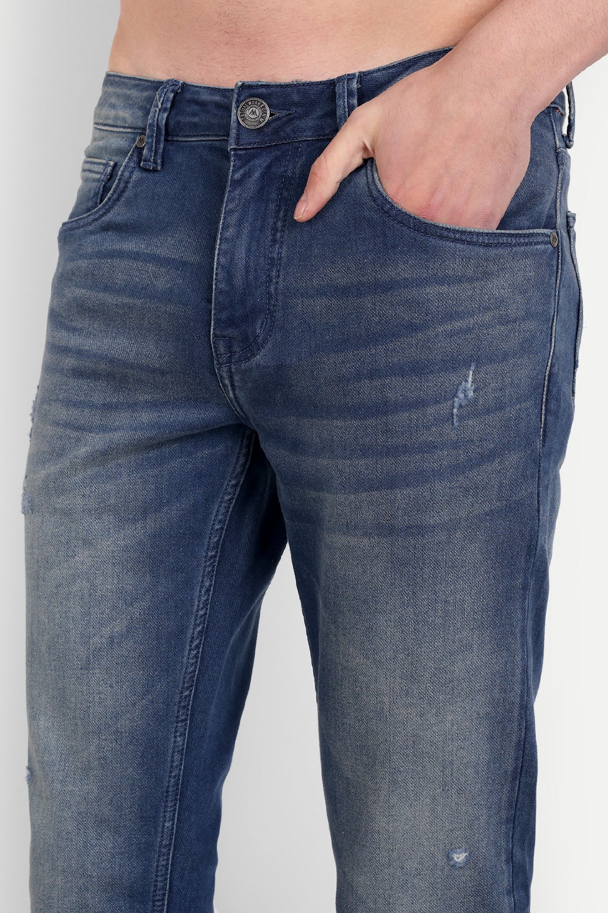 Men Distressed Blue Slim Fit Jeans