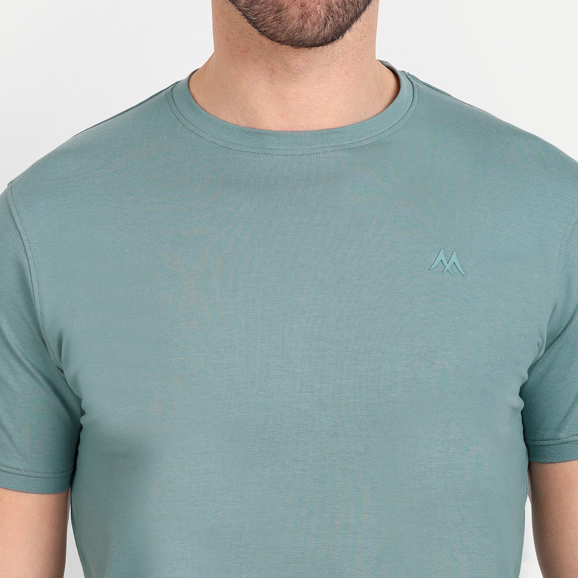 Men's Solid Dusty Green Round Neck T-Shirt