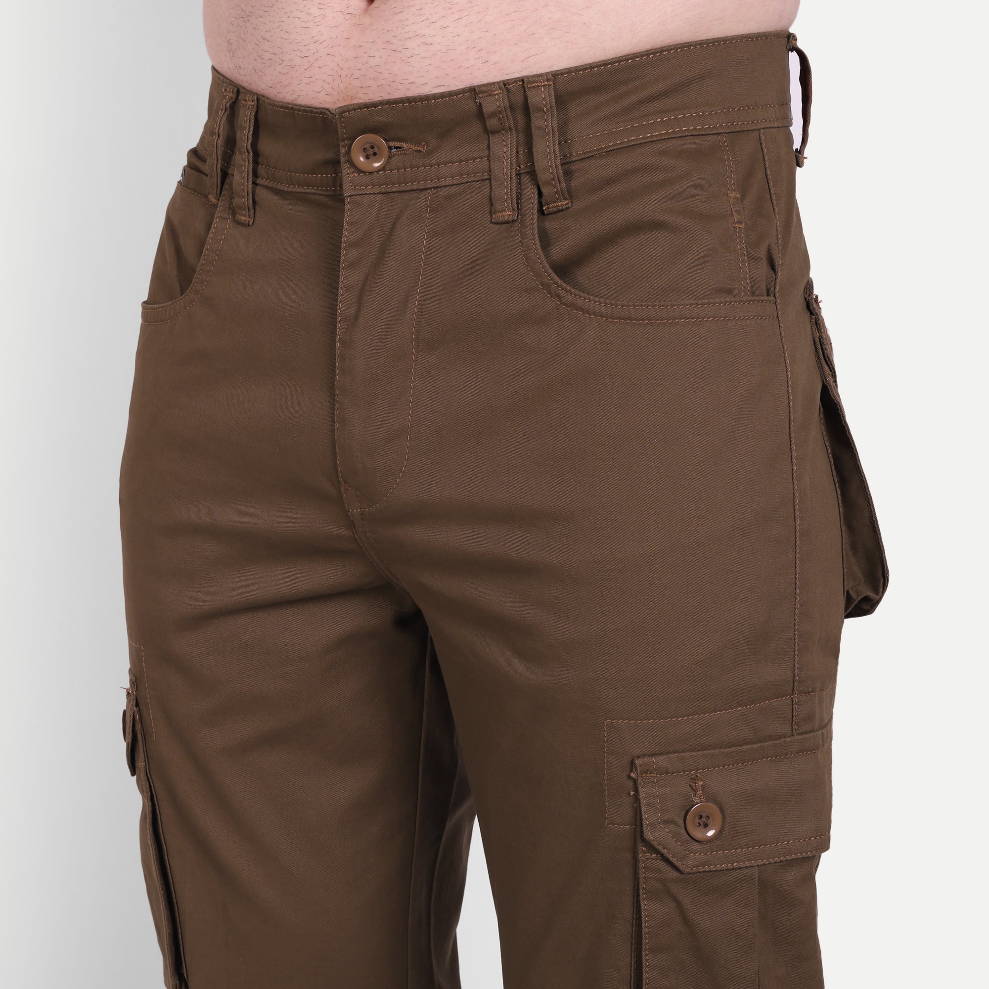 Men's Brown Slim Fit Cargo Pants