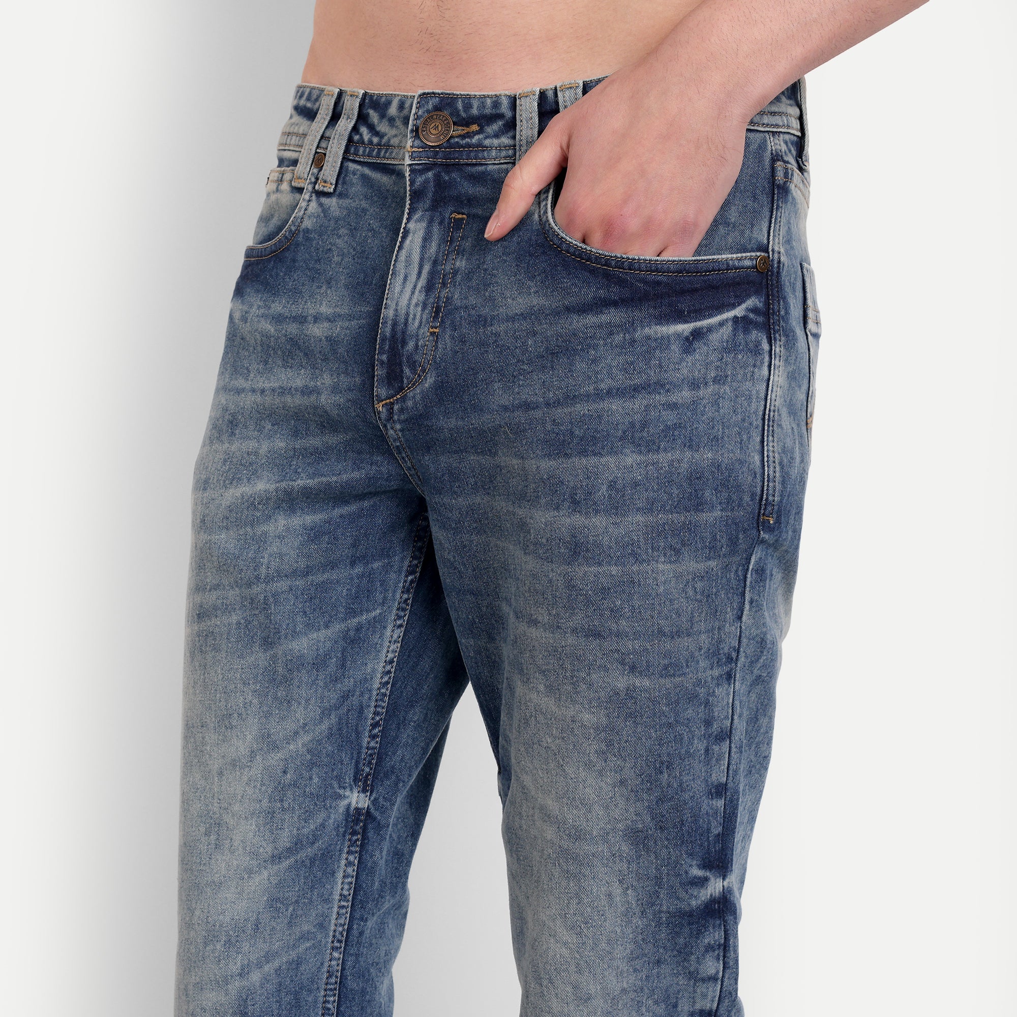 Men's Blue Straight Fit Classic Casual Jeans