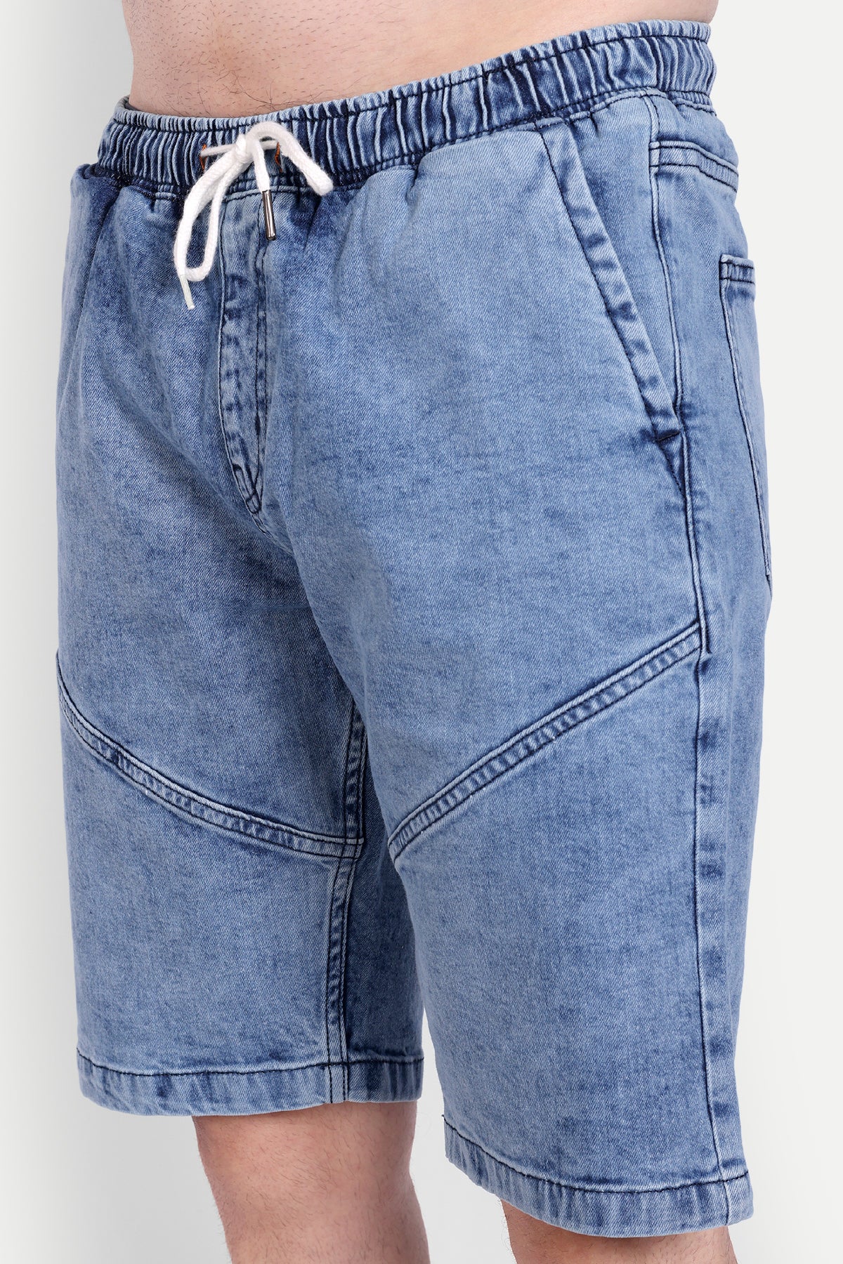 Men Vintage Blue Midrise Shorts