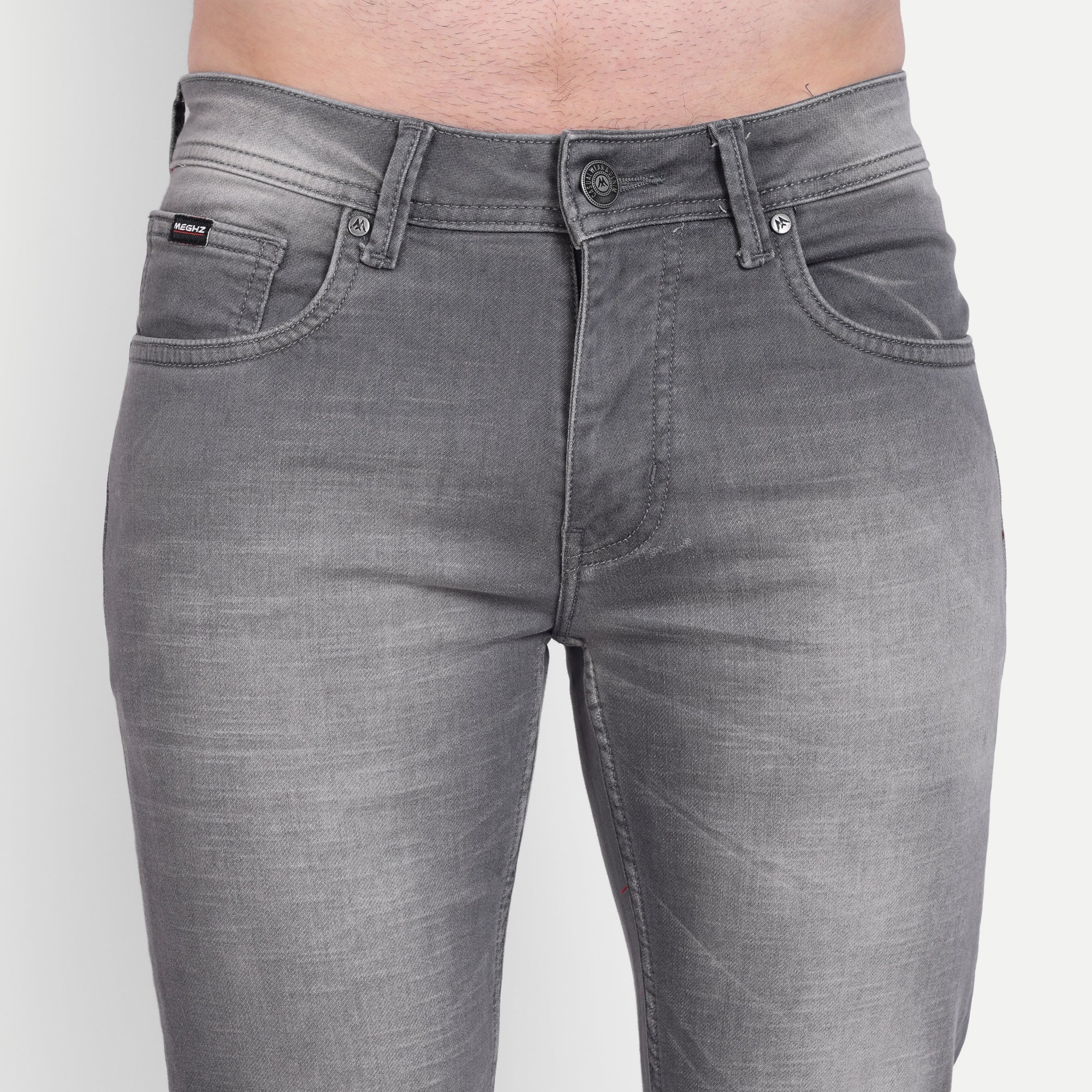 Stylish Grey Mid-Rise Slim Fit Jeans for Men