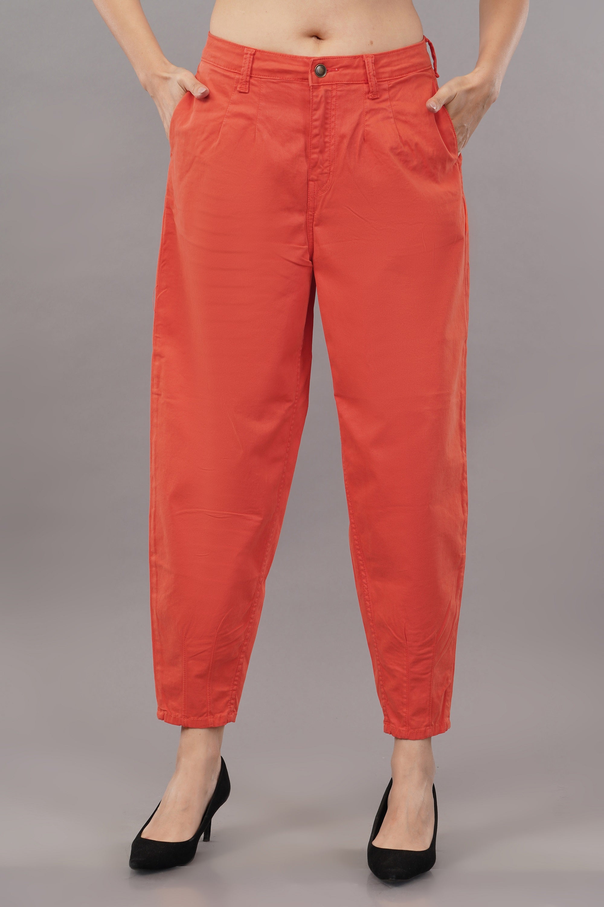 Women's Orange Slouchy Fit Jeans