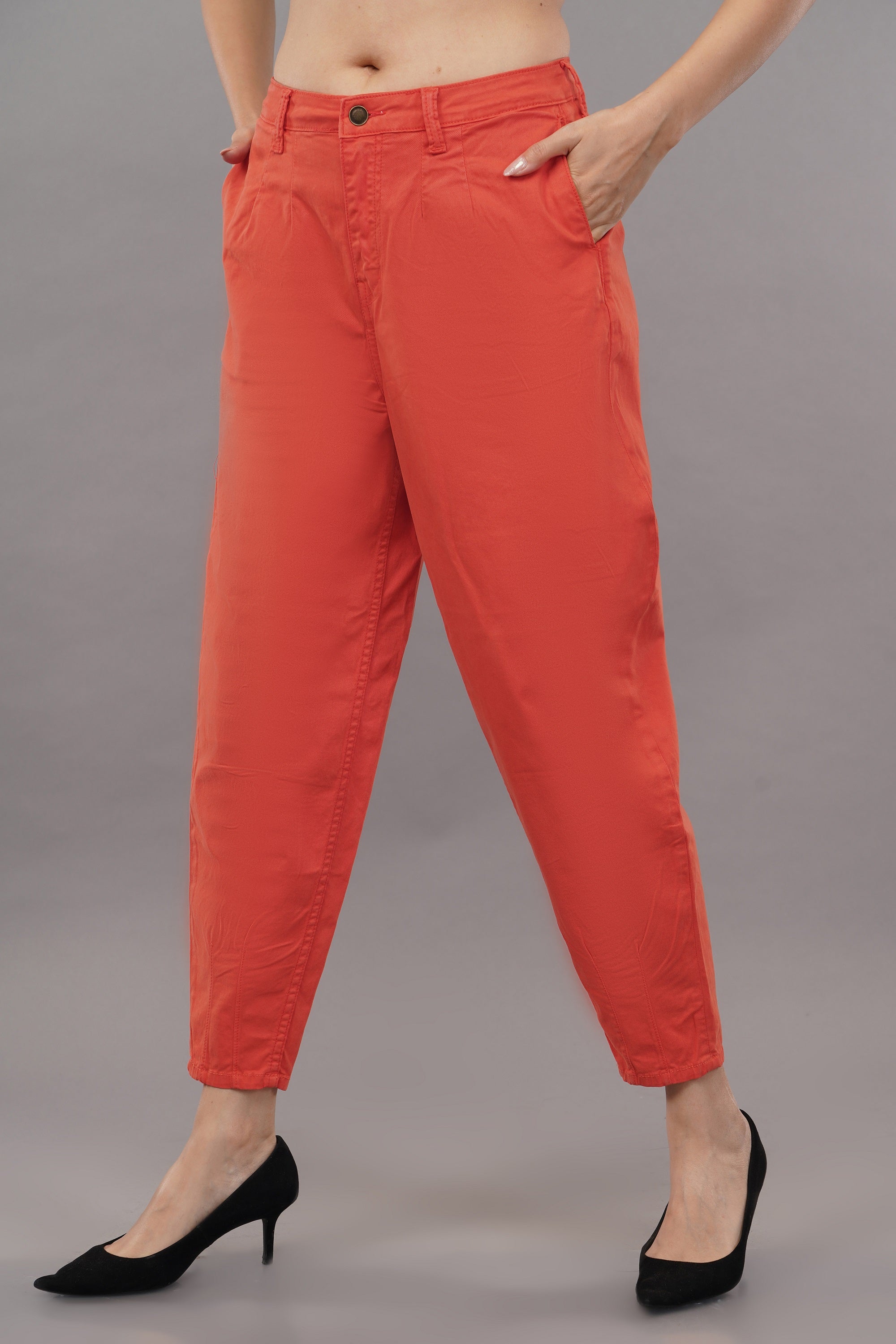 Women's Orange Slouchy Fit Jeans