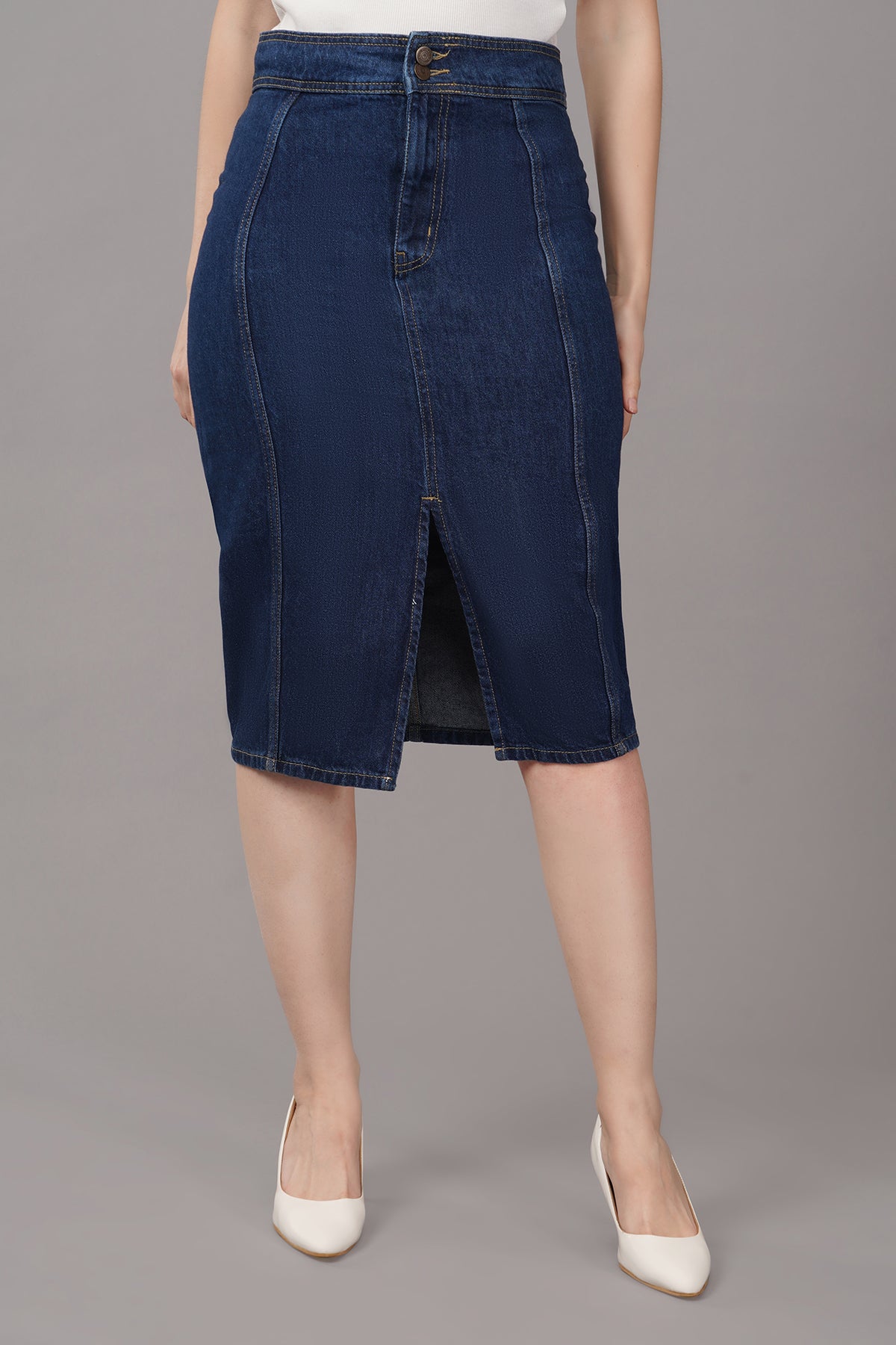 ASOS DESIGN denim high waist mini skirt in midwash blue | ASOS