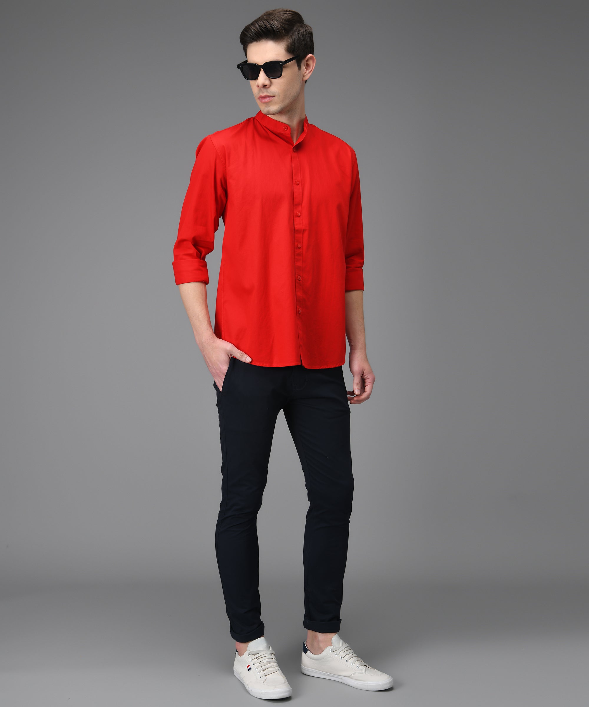 Red Gallagher Slim Stretch Shirt | Men's Tops | Tarocash AU