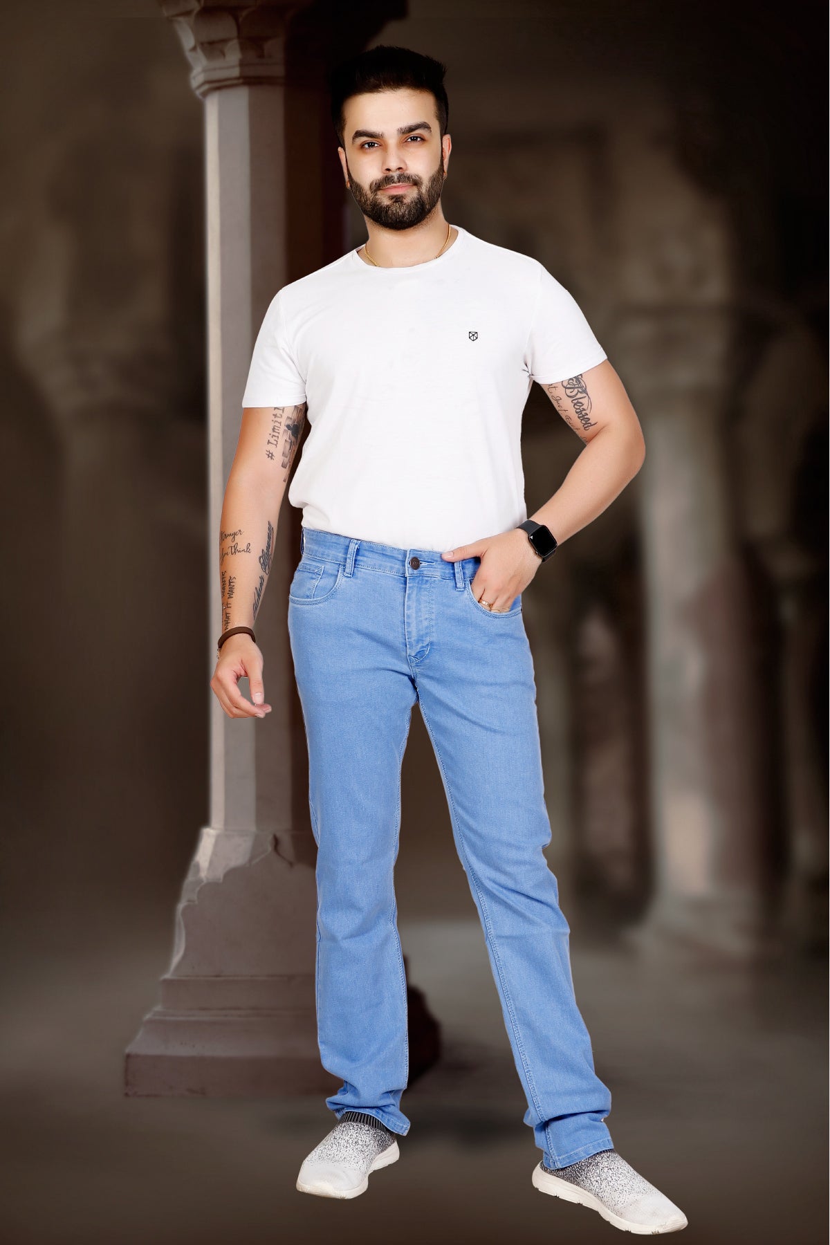 Men Light Blue Regular Jeans