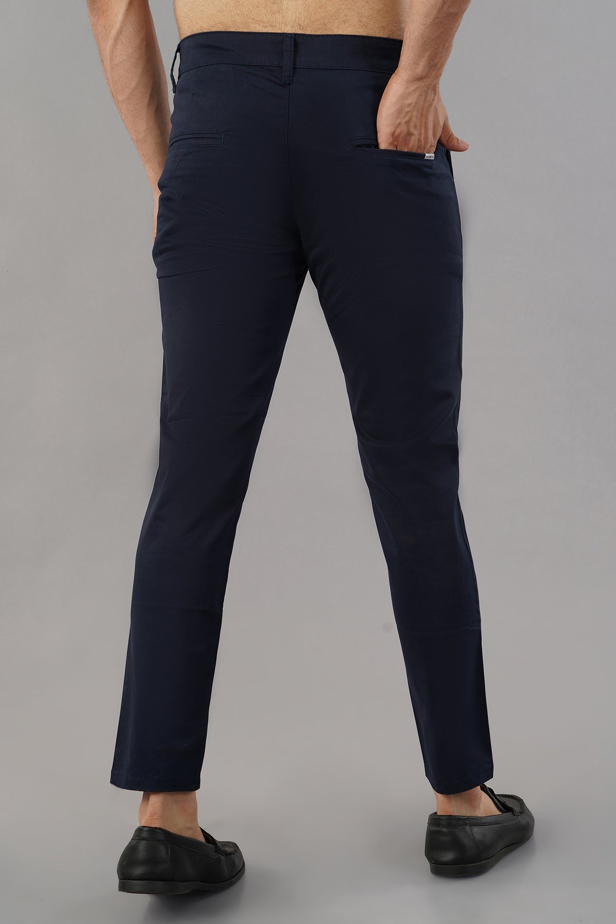 MEGHZ MENS SAPPHIRE BLUE CROPPED CHINOS
