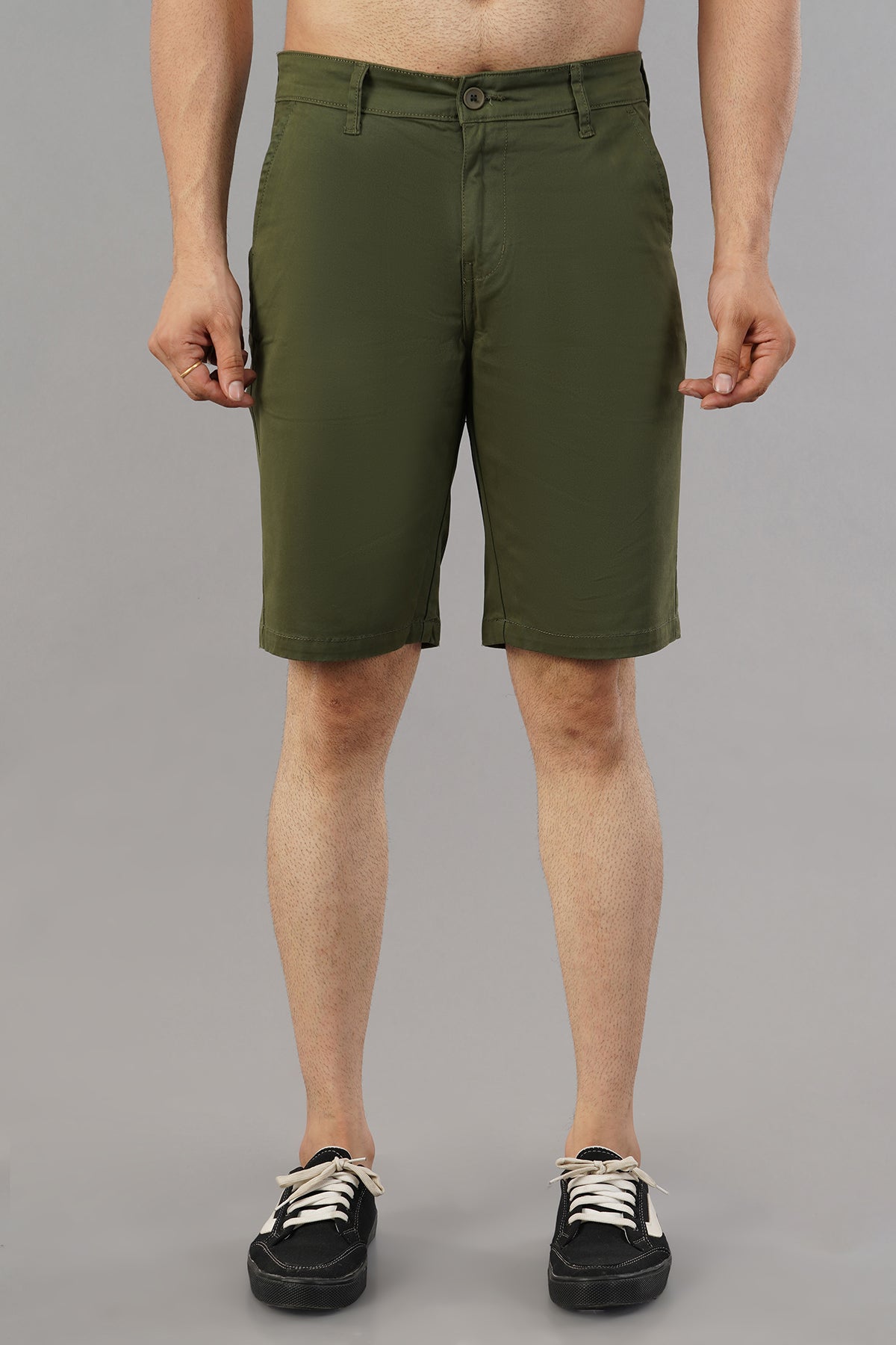 Men Army Green Chinos Shorts