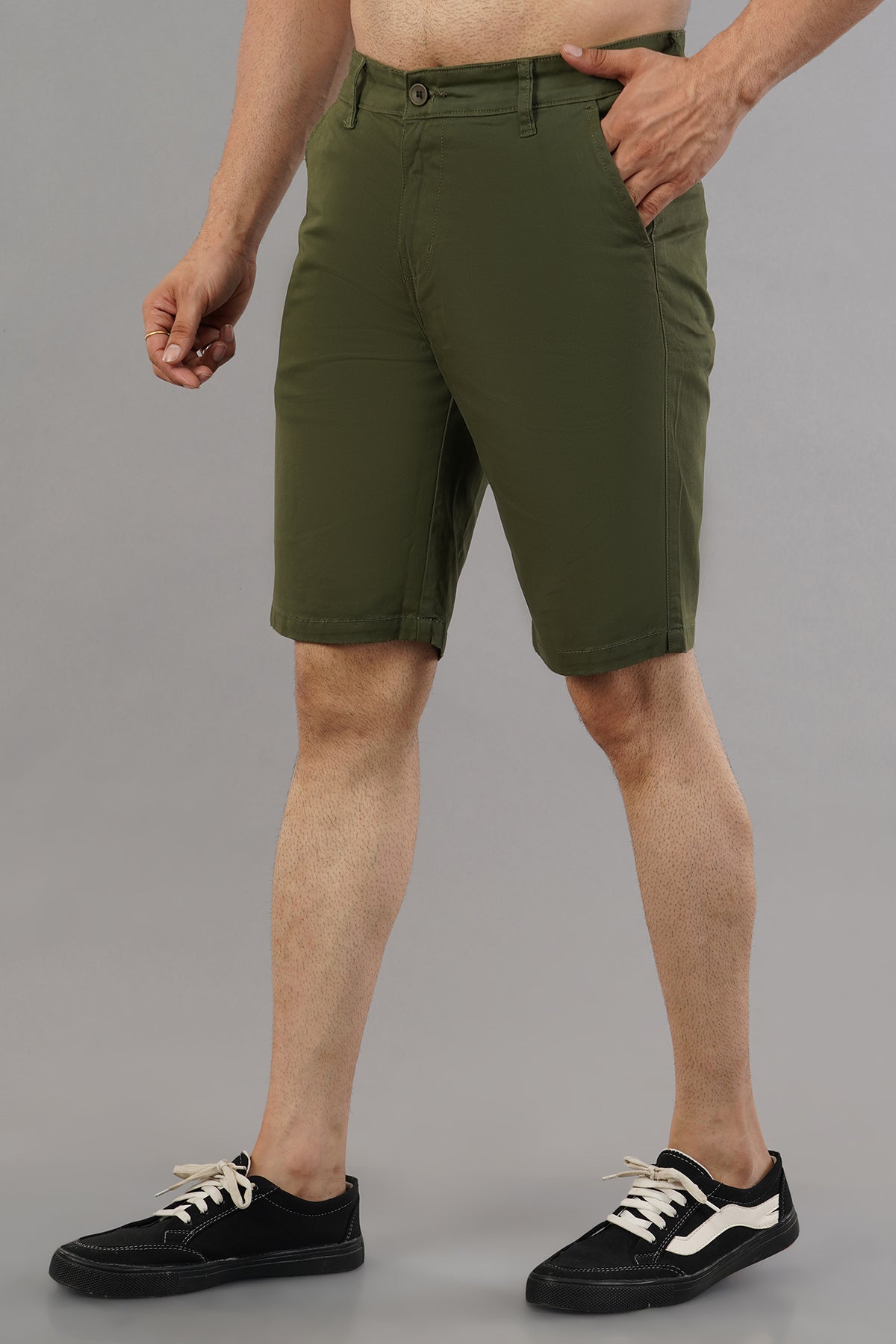Men Army Green Chinos Shorts