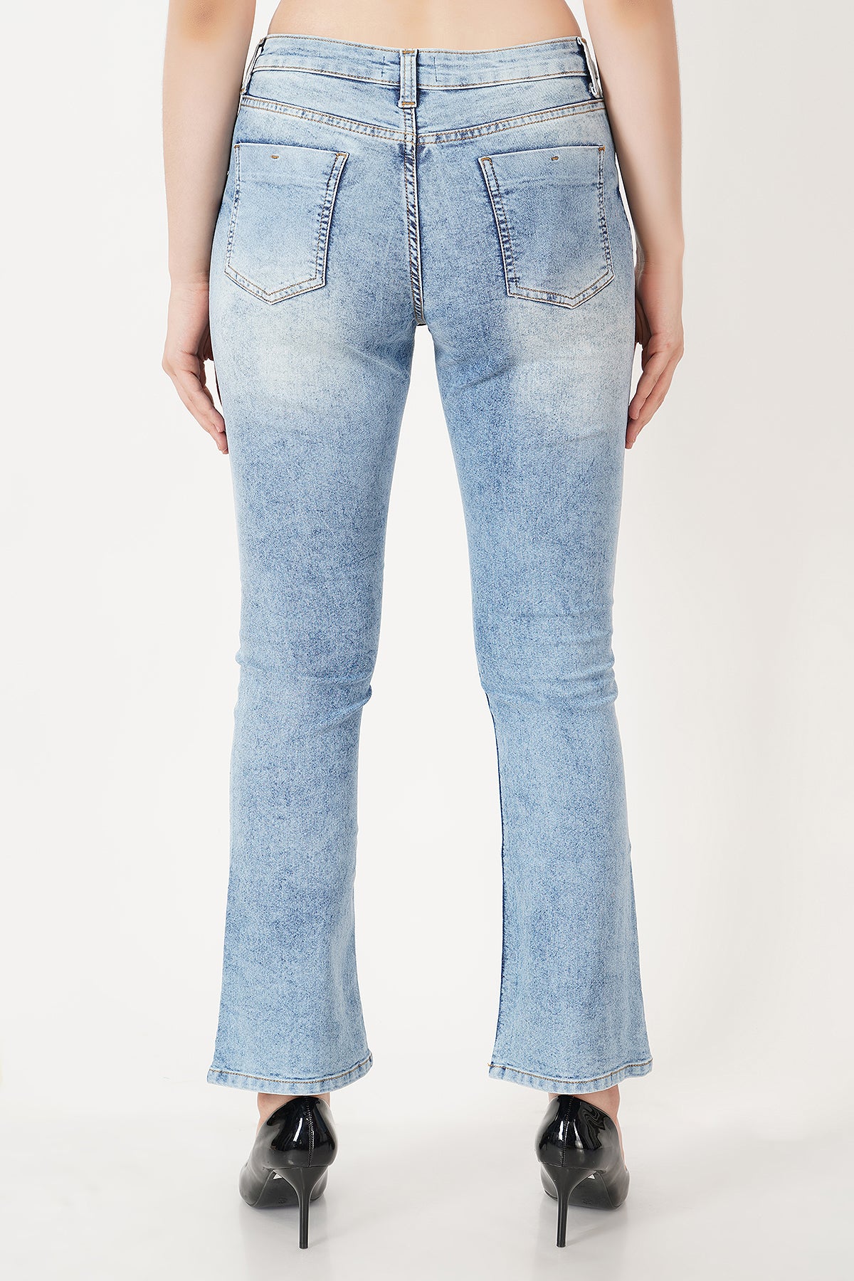 Women Vintage Blue Bootcut Jeans