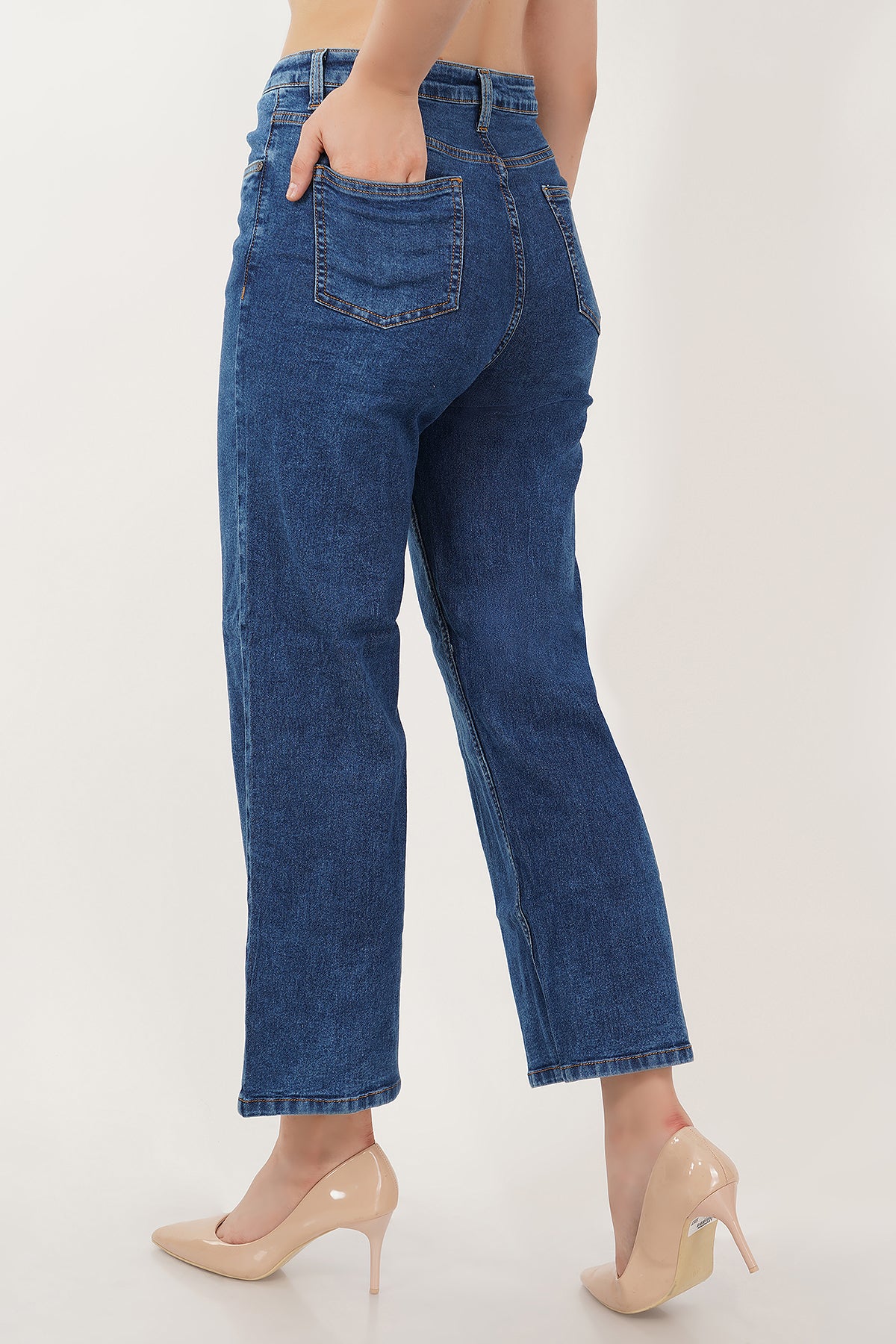 Women Mid Blue Flare Denim Jeans