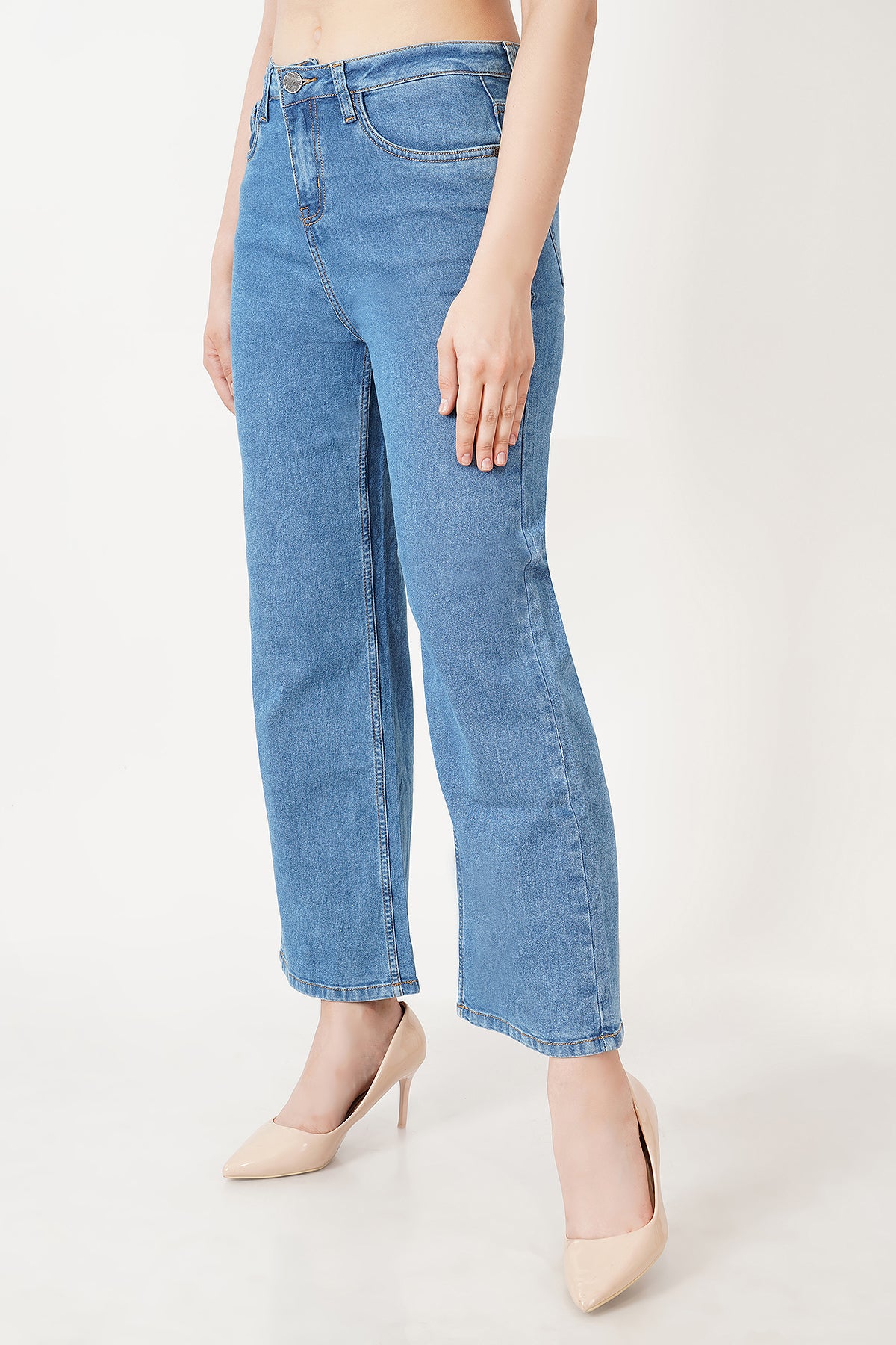 Women Light Blue Flare Denim Jeans