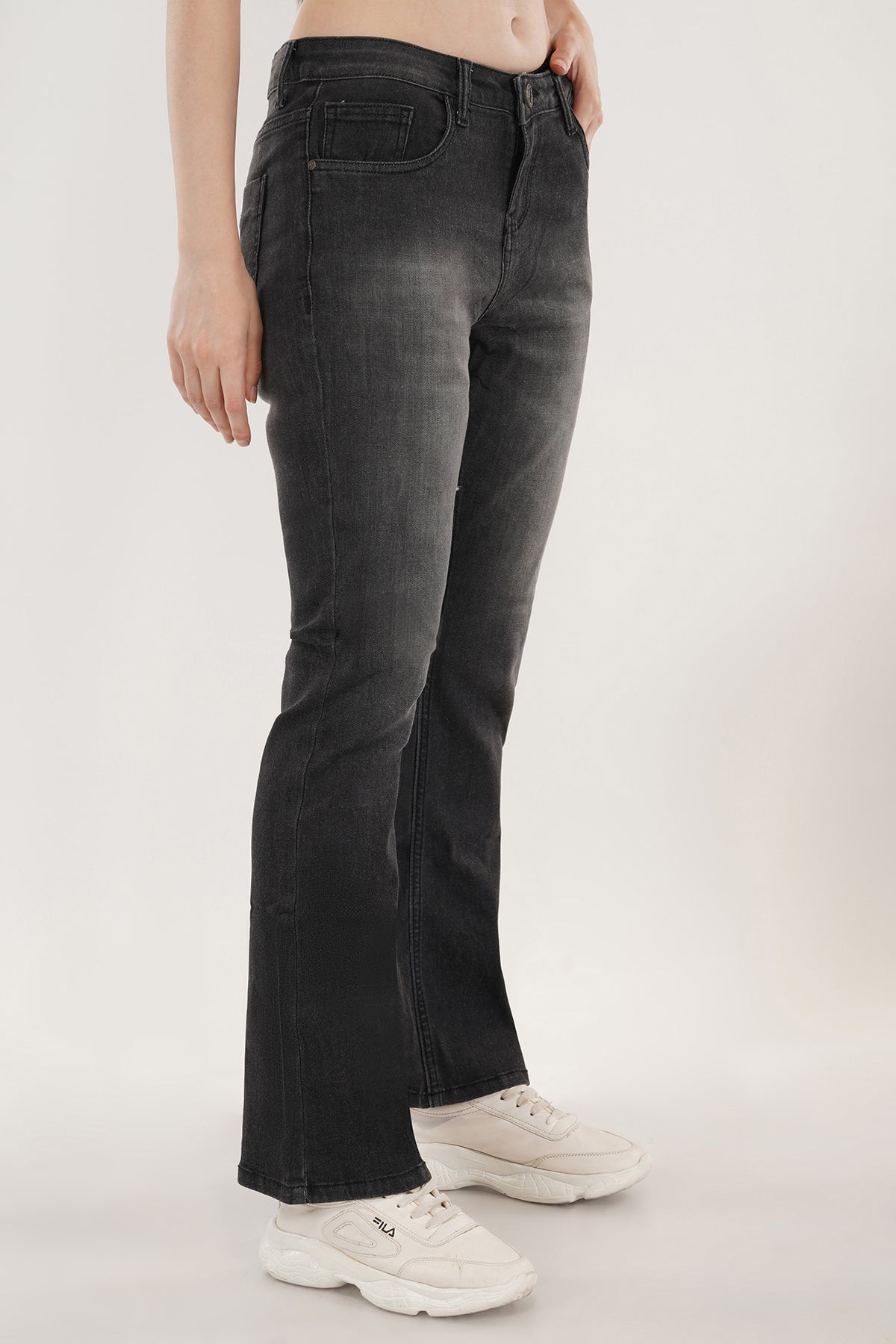 Women Greyish Black Bootcut Jeans