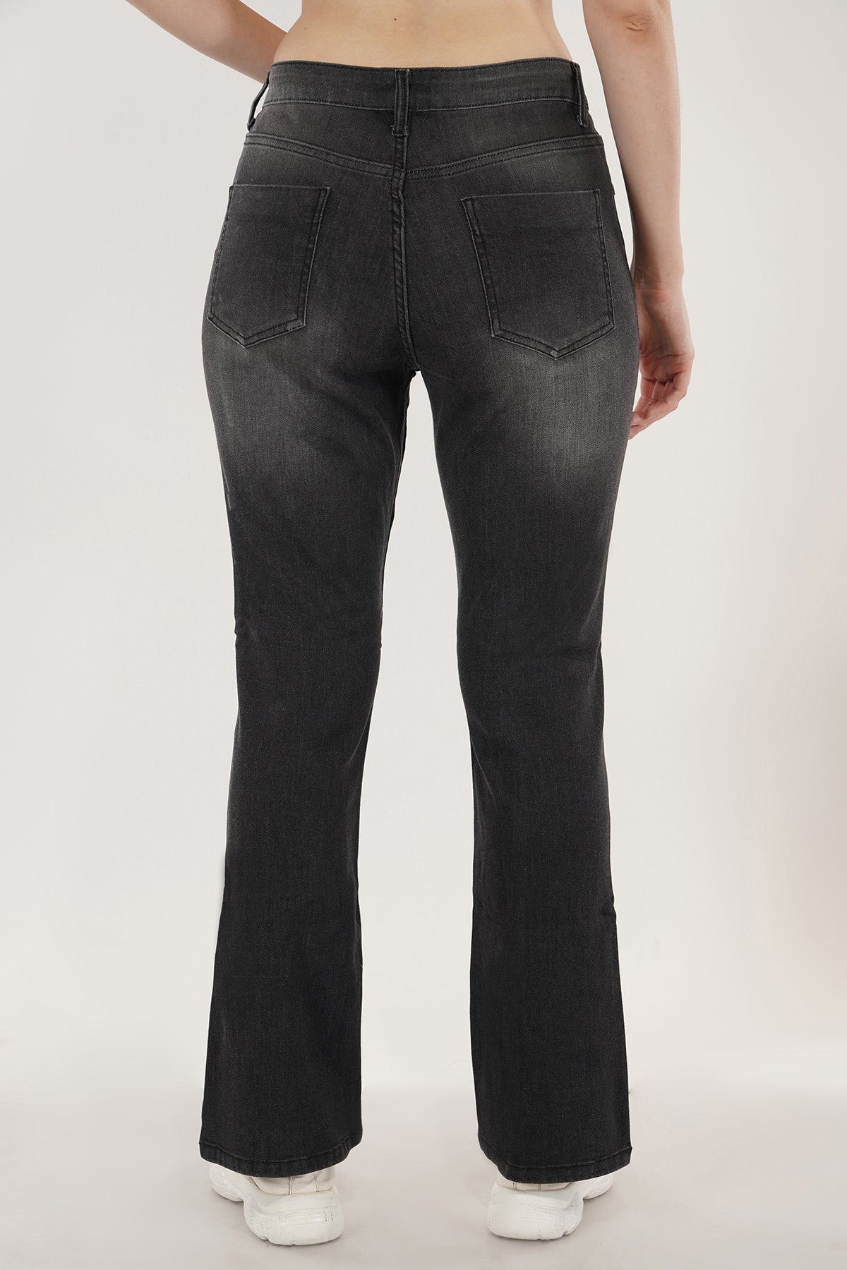 Women Greyish Black Bootcut Jeans