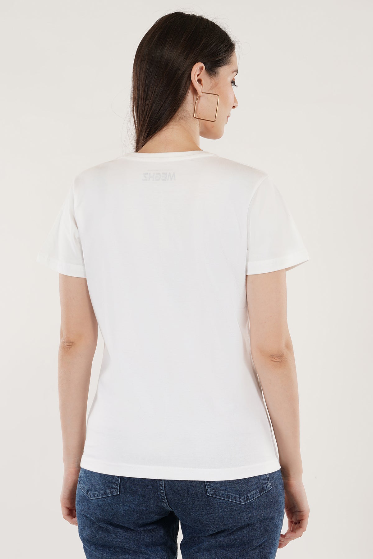 Women Round Neck White T-Shirt