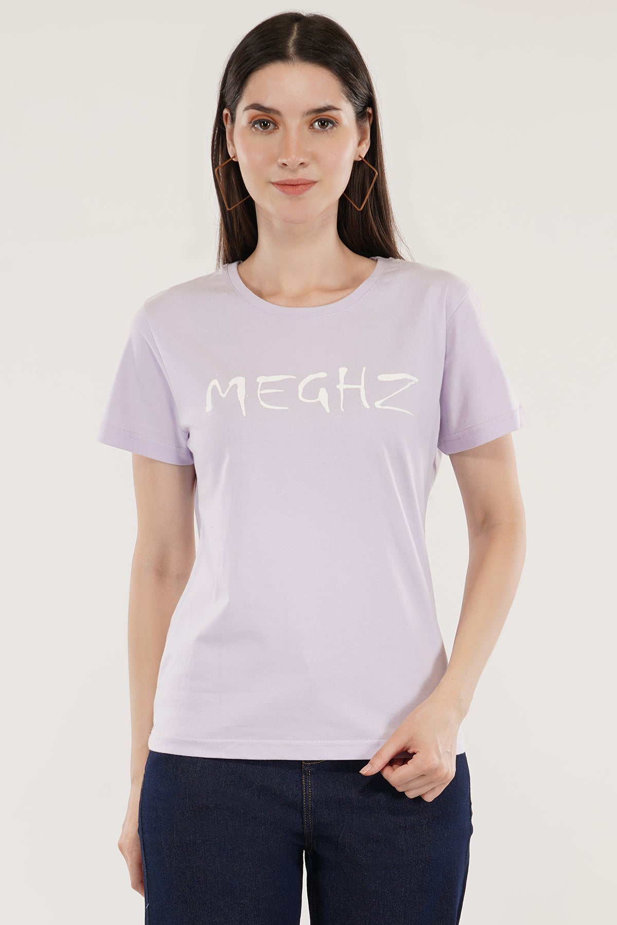 Women Round Neck Lavender T-Shirt