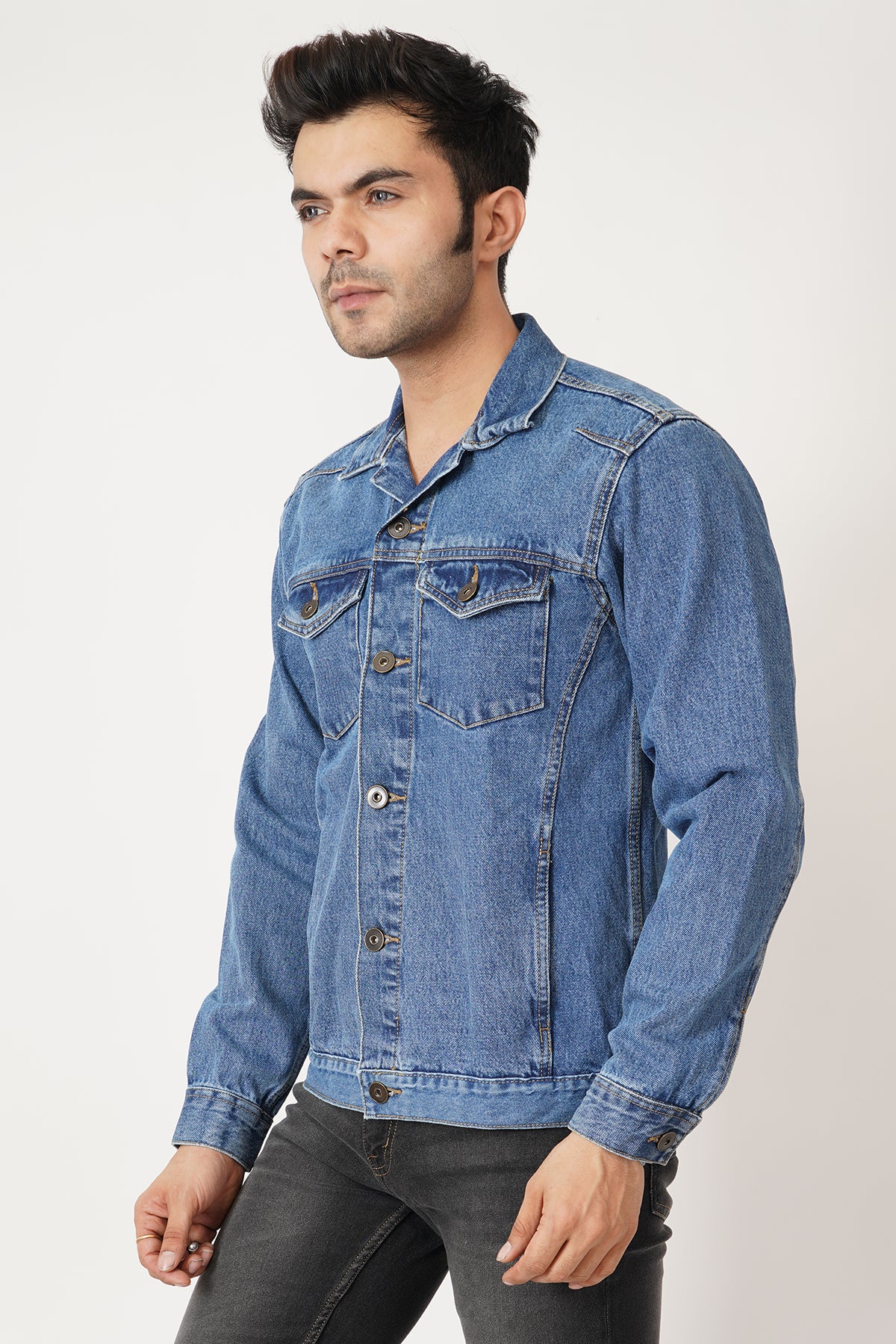 Men's Slim Fit Denim Jacket Light Blue - GB175