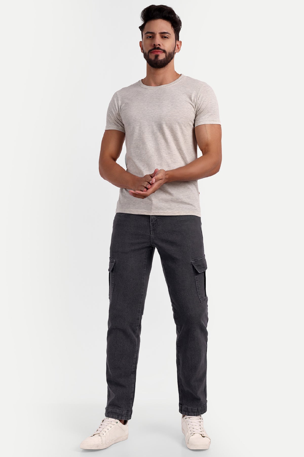 MENS GREY SIDE POCKET CARGOS