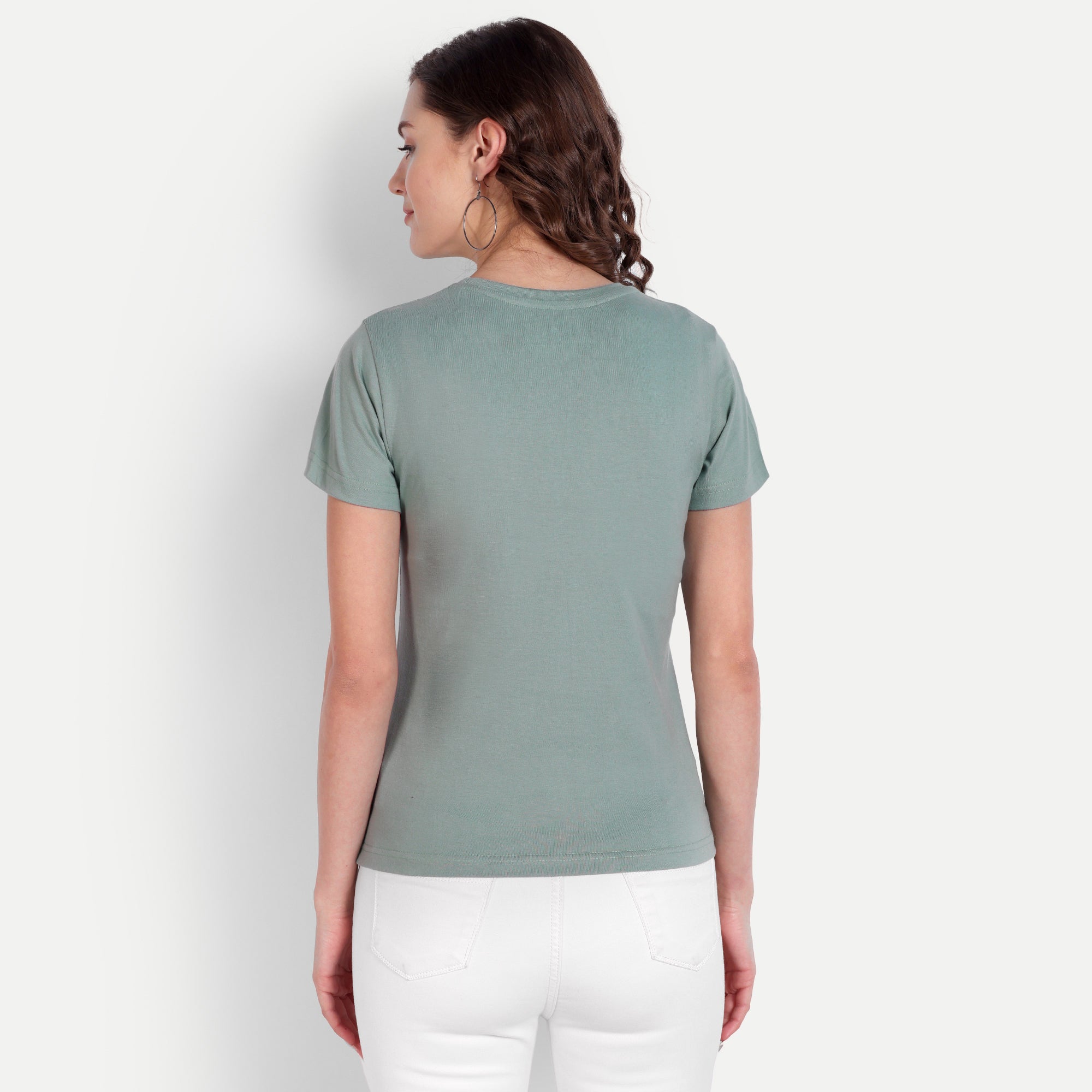 Women’s Sage Green Round Neck T-Shirt